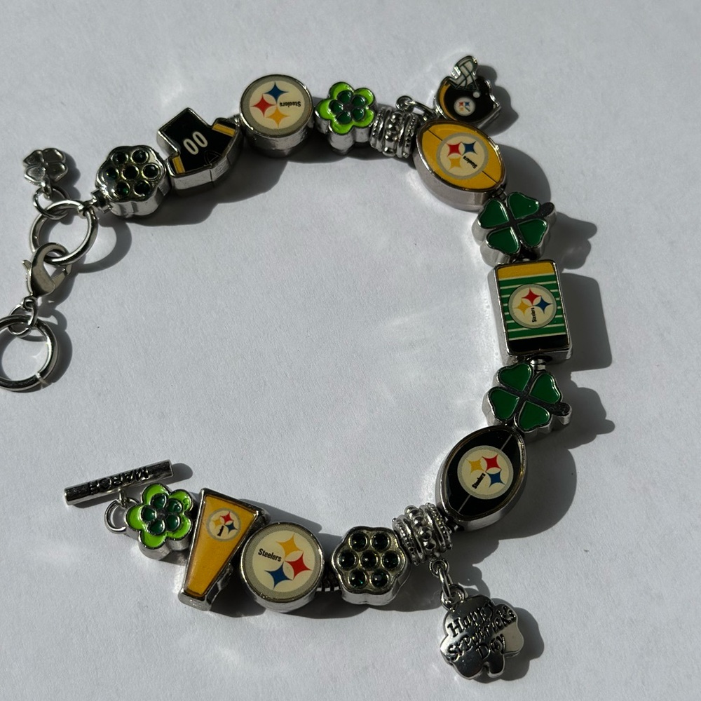 NFL Pittsburgh Steelers Super Fan Lucky Charm Bracelet –8” / 8.75” 🍀🏈 - Picture 5 of 8